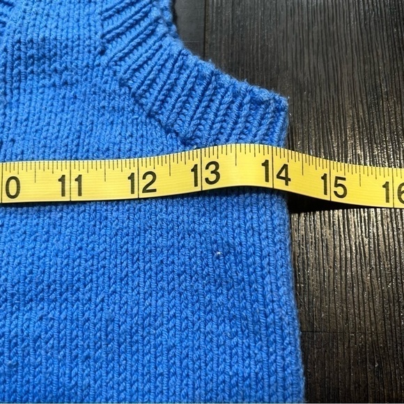 HANDMADE boys' light blue cardigan pull over V neck knitted, M 80's 3D Y2K retro - Picture 4 of 9